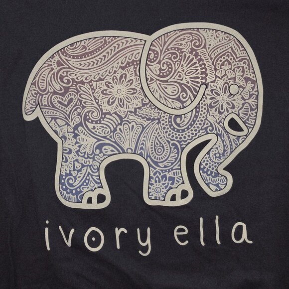 Ivory Ella 100% Cotton Save The Elephants Long Sleeve Front Pocket Tee Shirt - Picture 4 of 5
